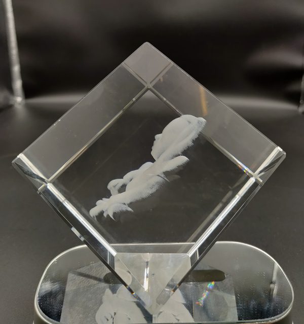 baby side photo engraved inside a crystal